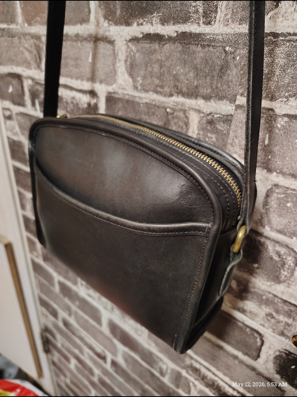 Vintage Coach Circa 1980s-1990s Black Leather Crossbody Bag